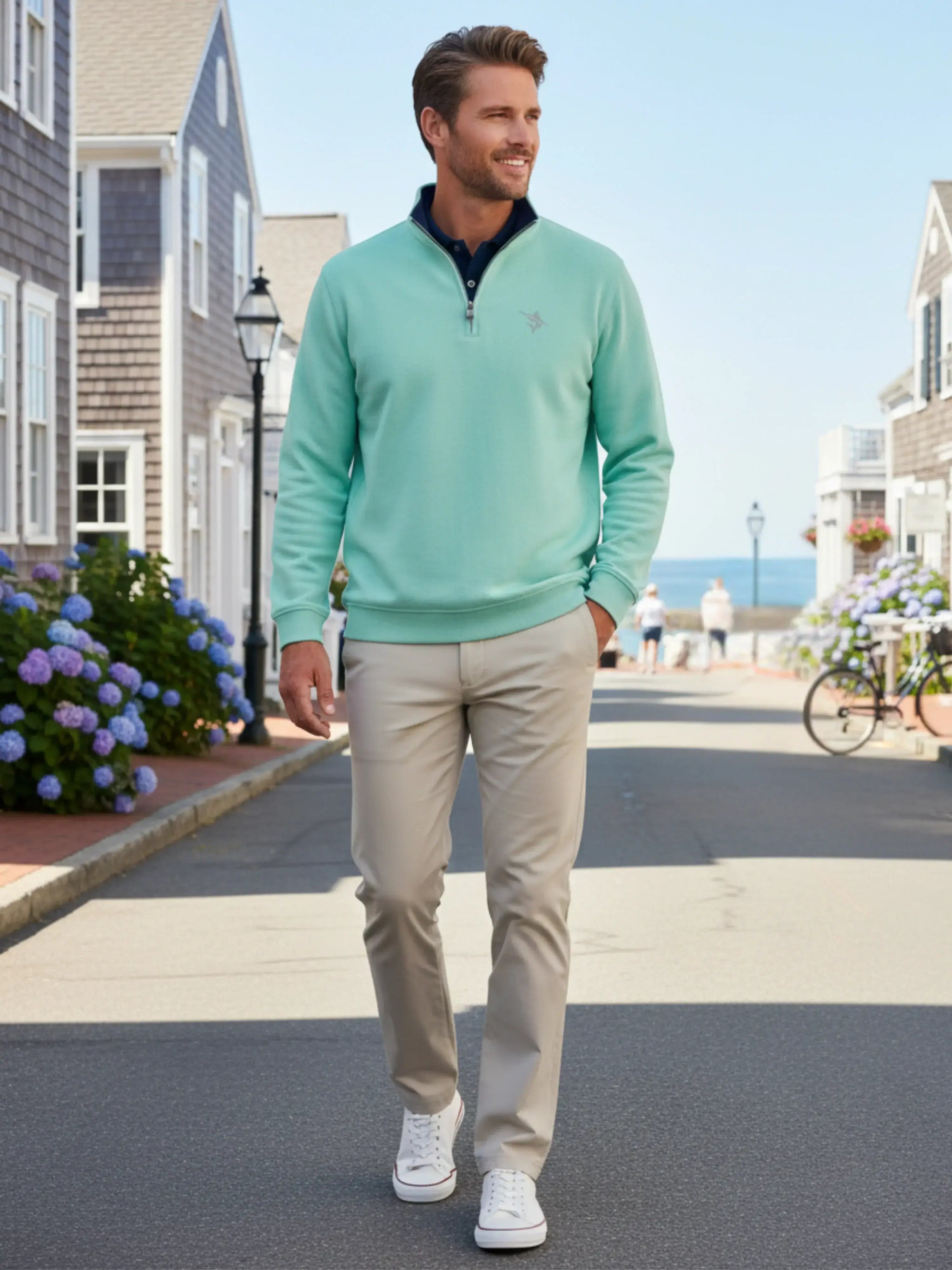 Turnberry Quarter Zip Smooth Knit - White Water Life - Flyclothing LLC