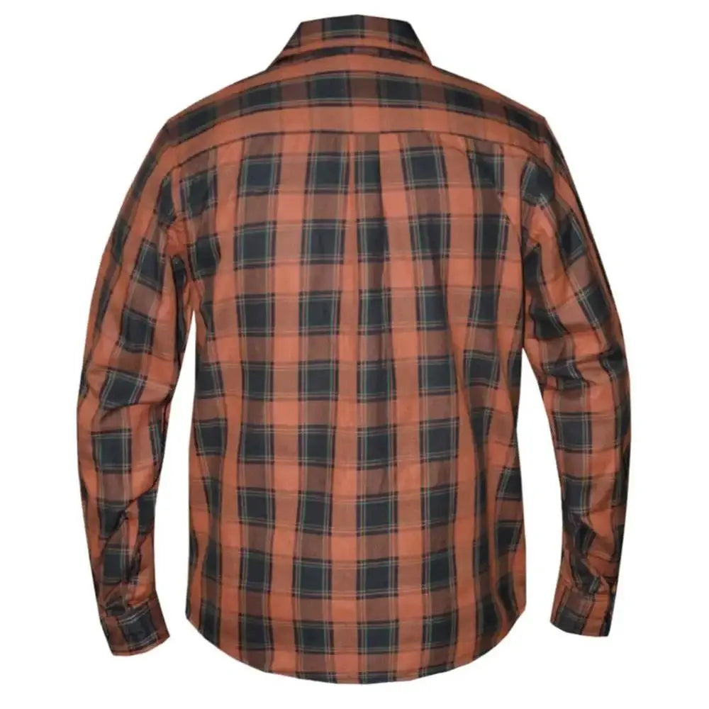 Copper - Mens Black & Brown Armored Flannel - Unik Just for Bikers - Flyclothing LLC