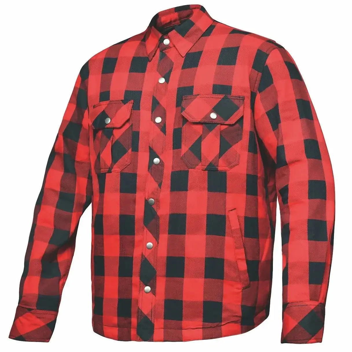 Lumberjack - Mens Black & Red Armored Flannel - Unik Just for Bikers - Flyclothing LLC