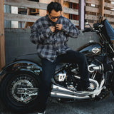 Sentry - Mens Black & Gray Armored Flannel - Unik Just for Bikers - Flyclothing LLC