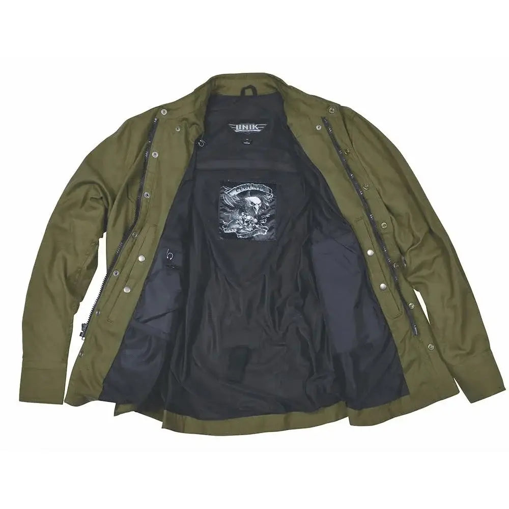 Sargeant - Mens Green Armored Flannel - Unik Just for Bikers - Flyclothing LLC