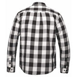 Mens Black and White Cotton Flannel Long Sleeve Shirt - TW205.14 - Unik Just for Bikers - Flyclothing LLC