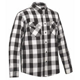 Mens Black and White Cotton Flannel Long Sleeve Shirt - TW205.14 - Unik Just for Bikers - Flyclothing LLC