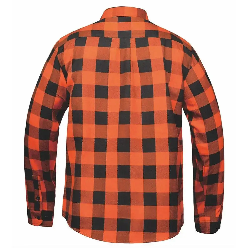 Men's Black and Orange Long Sleeve Cotton Flannel Shirt - TW205.16 - Unik Just for Bikers - Flyclothing LLC