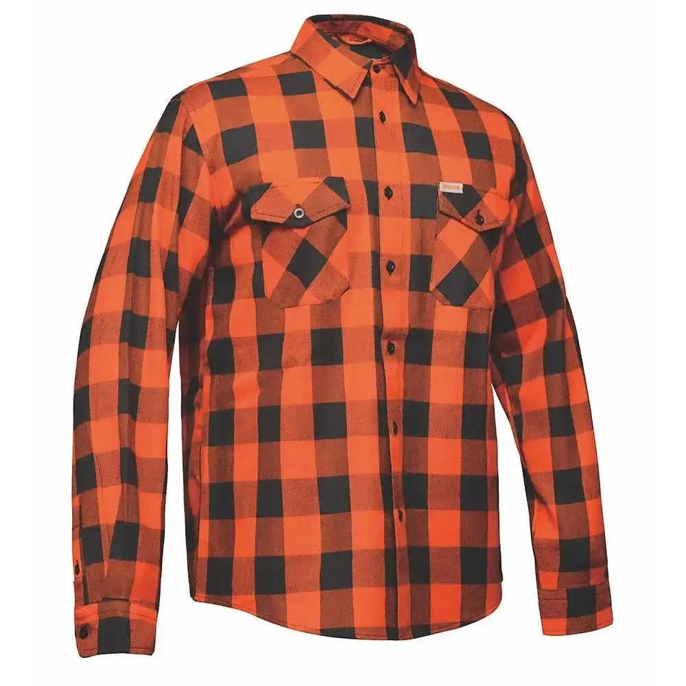 Men's Black and Orange Long Sleeve Cotton Flannel Shirt - TW205.16 - Unik Just for Bikers - Flyclothing LLC