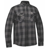 Men's Black and Grey Long Sleeve Cotton Flannel Shirt - Unik Just for Bikers - Flyclothing LLC