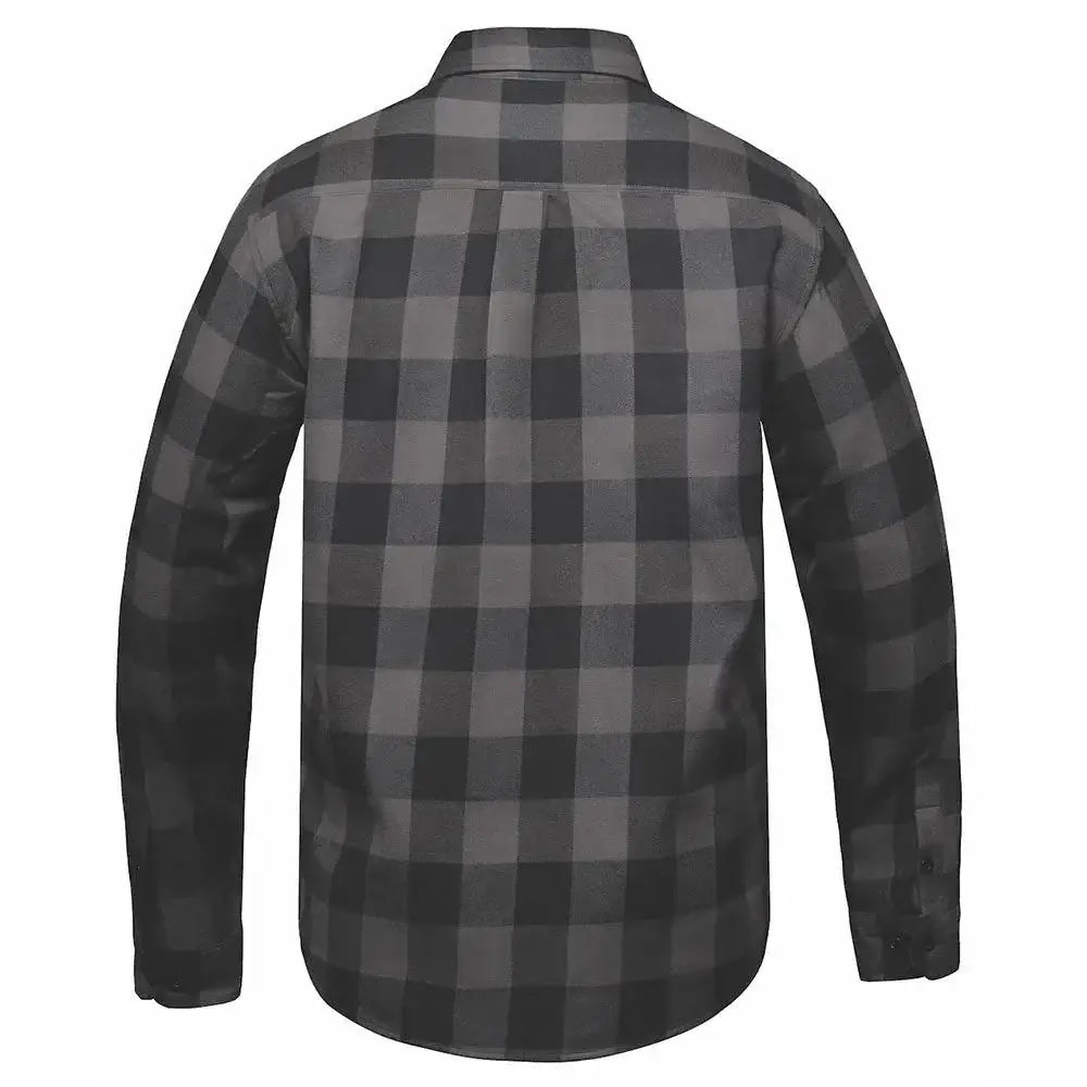 Men's Black and Grey Long Sleeve Cotton Flannel Shirt - Unik Just for Bikers - Flyclothing LLC