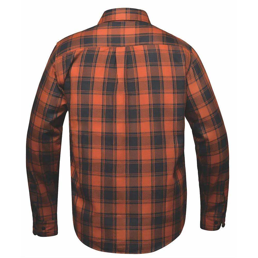 Mens Black and Brown Cotton Long Sleeve Flannel Shirt - TW211.00 - Unik Just for Bikers - Flyclothing LLC