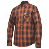 Mens Black and Brown Cotton Long Sleeve Flannel Shirt - TW211.00 - Unik Just for Bikers - Flyclothing LLC