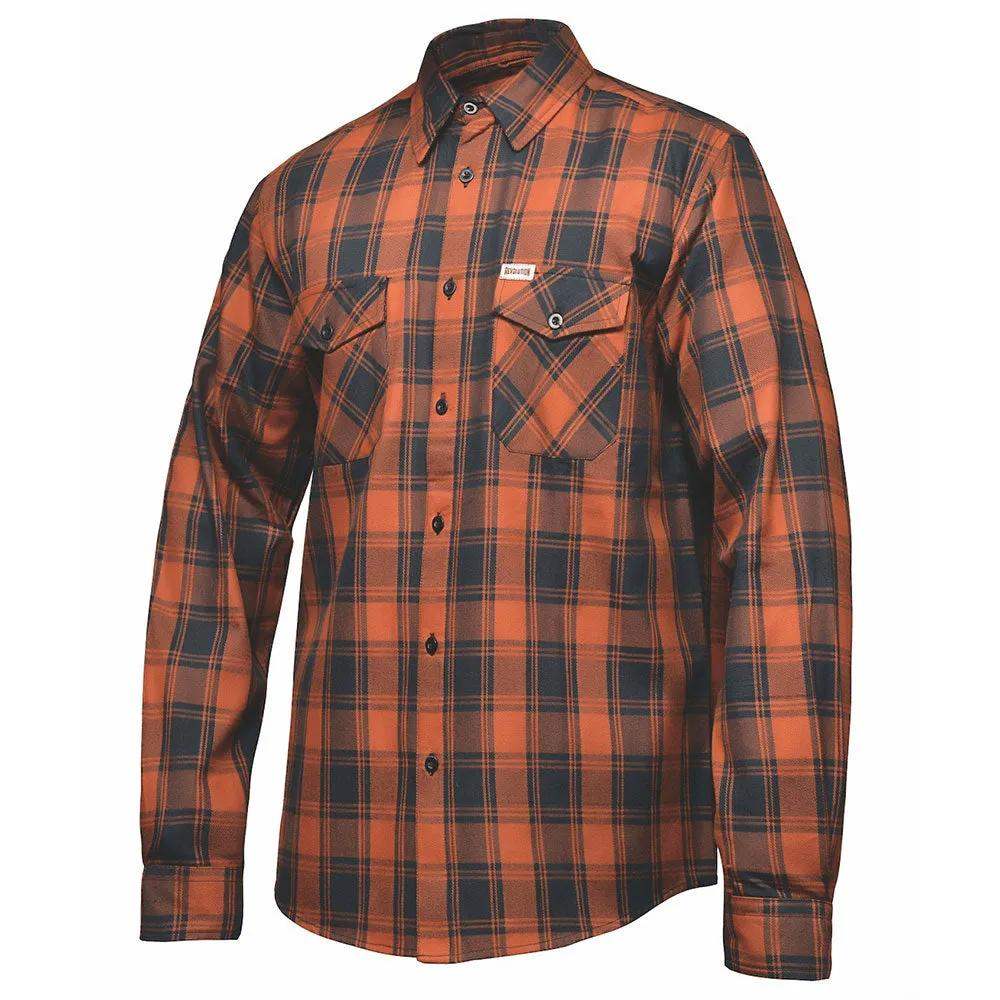 Mens Black and Brown Cotton Long Sleeve Flannel Shirt - TW211.00 - Unik Just for Bikers - Flyclothing LLC