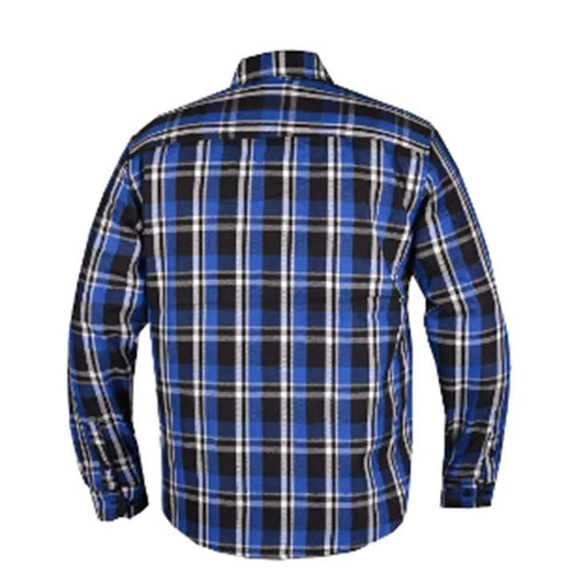 TW216.00 - MENS BLACK AND BLUE FLANNEL SHIRT - Unik Just for Bikers - Flyclothing LLC