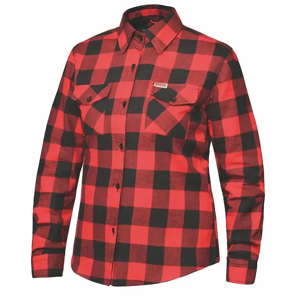 Ladies Black and Red Flannel Shirt - Unik Just for Bikers - Flyclothing LLC