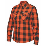 Ladies Black and Orange Flannel Shirt - Unik Just for Bikers - Flyclothing LLC