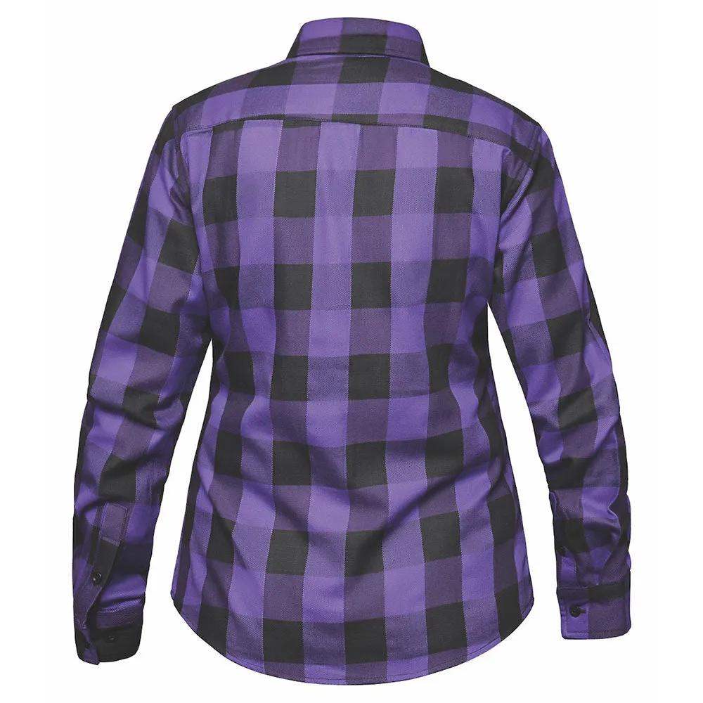 Ladies Black and Purple Flannel Shirt - Unik Just for Bikers - Flyclothing LLC