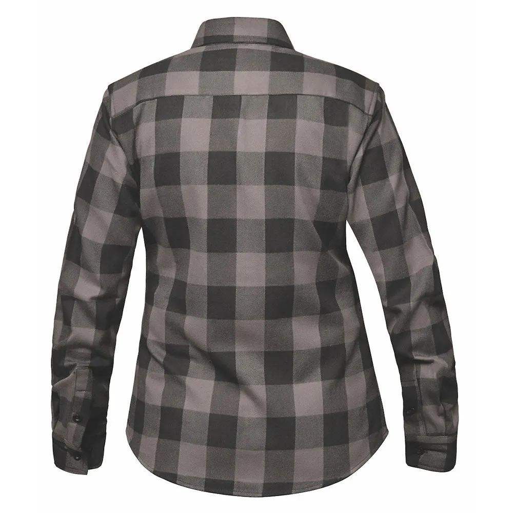 Ladies Black and Gray Flannel Shirt - Unik Just for Bikers - Flyclothing LLC
