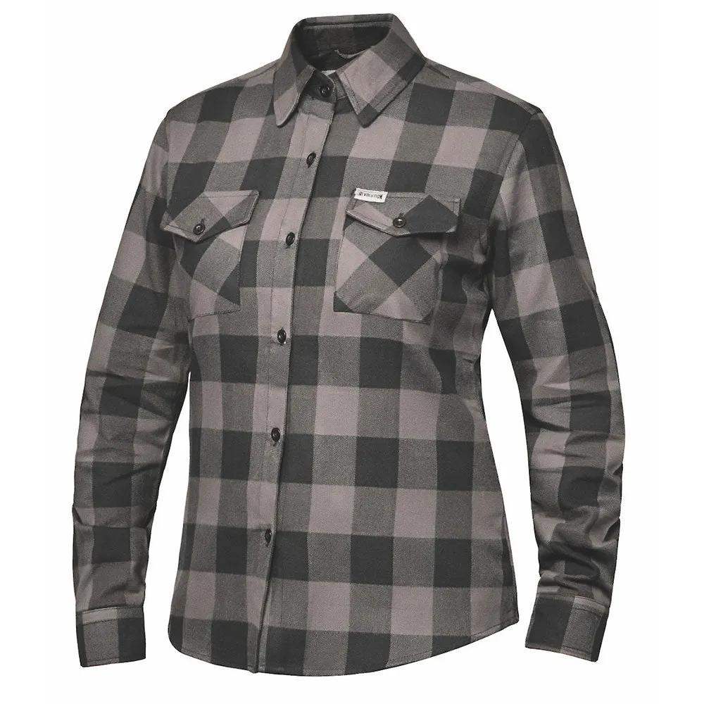 Ladies Black and Gray Flannel Shirt - Unik Just for Bikers - Flyclothing LLC