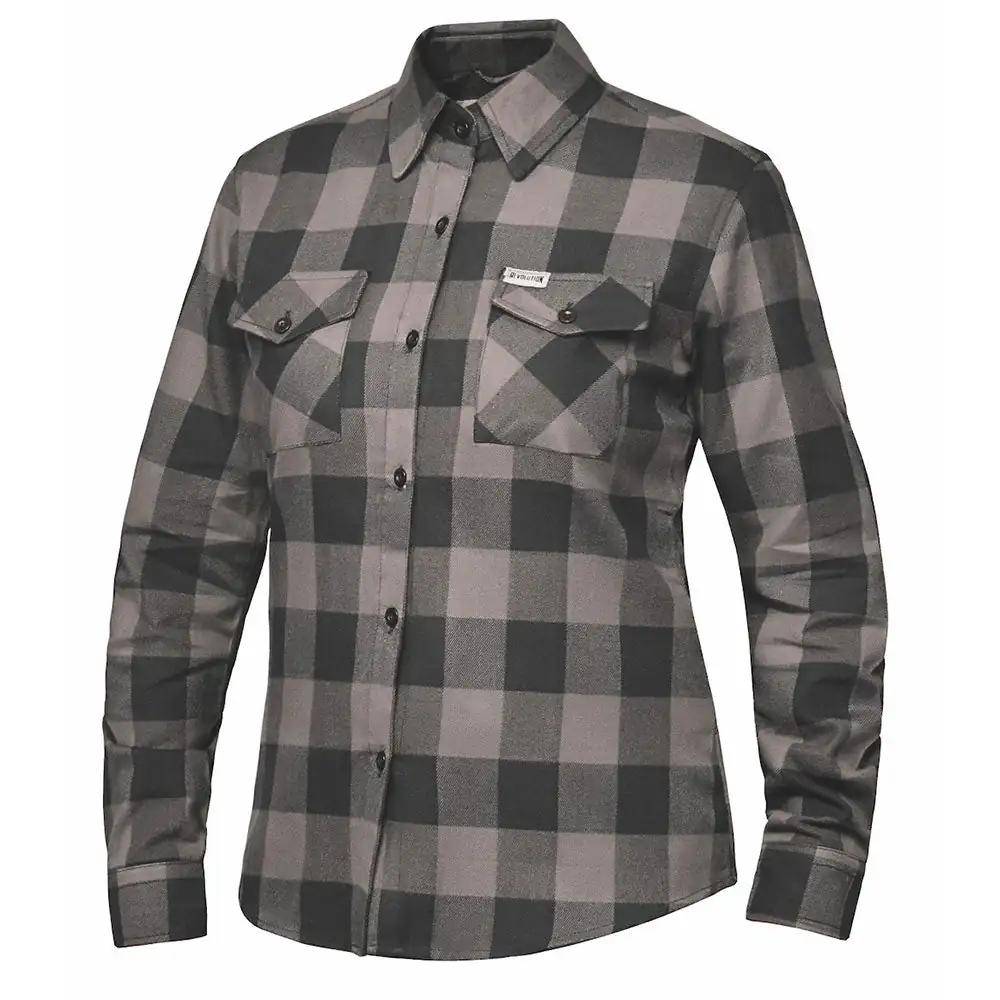 TW255.20 - Ladies Black and Gray Flannel Shirt - Unik Just for Bikers