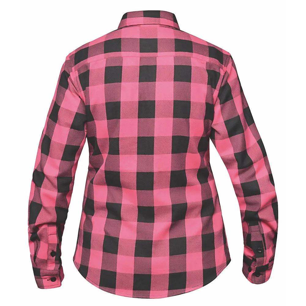 Ladies Black and Pink Flannel Shirt - Unik Just for Bikers - Flyclothing LLC