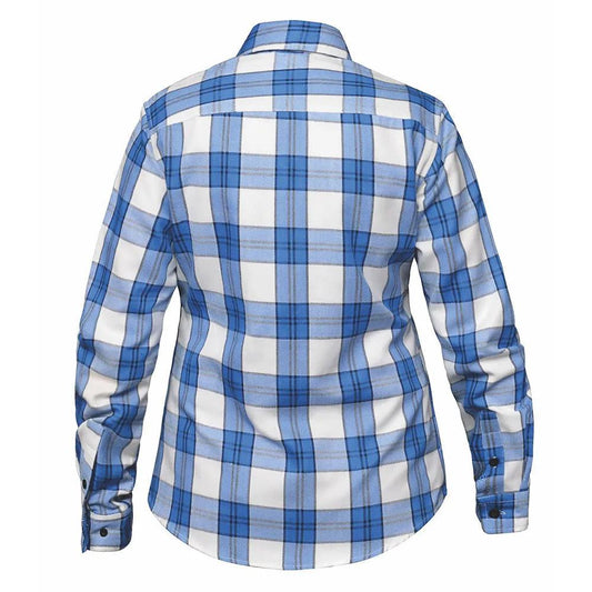 Ladies Blue and White Flannel Shirt - Unik Just for Bikers - Flyclothing LLC