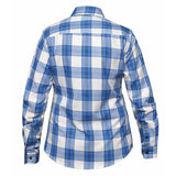 Ladies Blue and White Flannel Shirt - Unik Just for Bikers - Flyclothing LLC