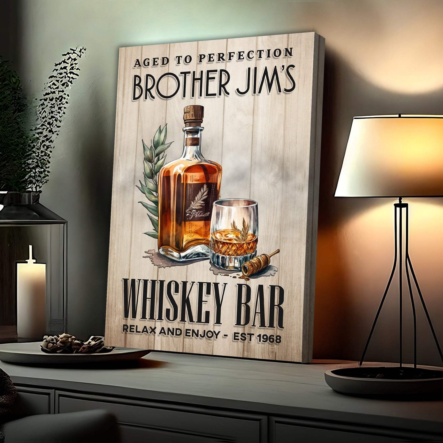 Aged To Perfection Whiskey Bar Sign - Tailored Canvases - Flyclothing LLC