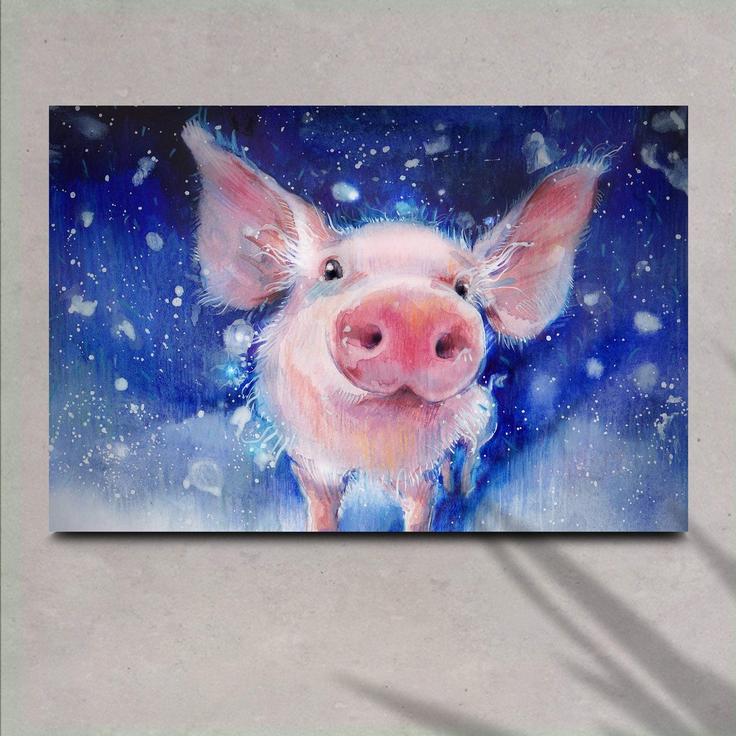 Fluffy Pig Watercolor Canvas Wall Art - Tailored Canvases - Flyclothing LLC