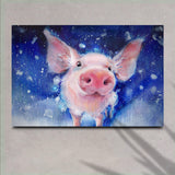 Fluffy Pig Watercolor Canvas Wall Art - Tailored Canvases - Flyclothing LLC