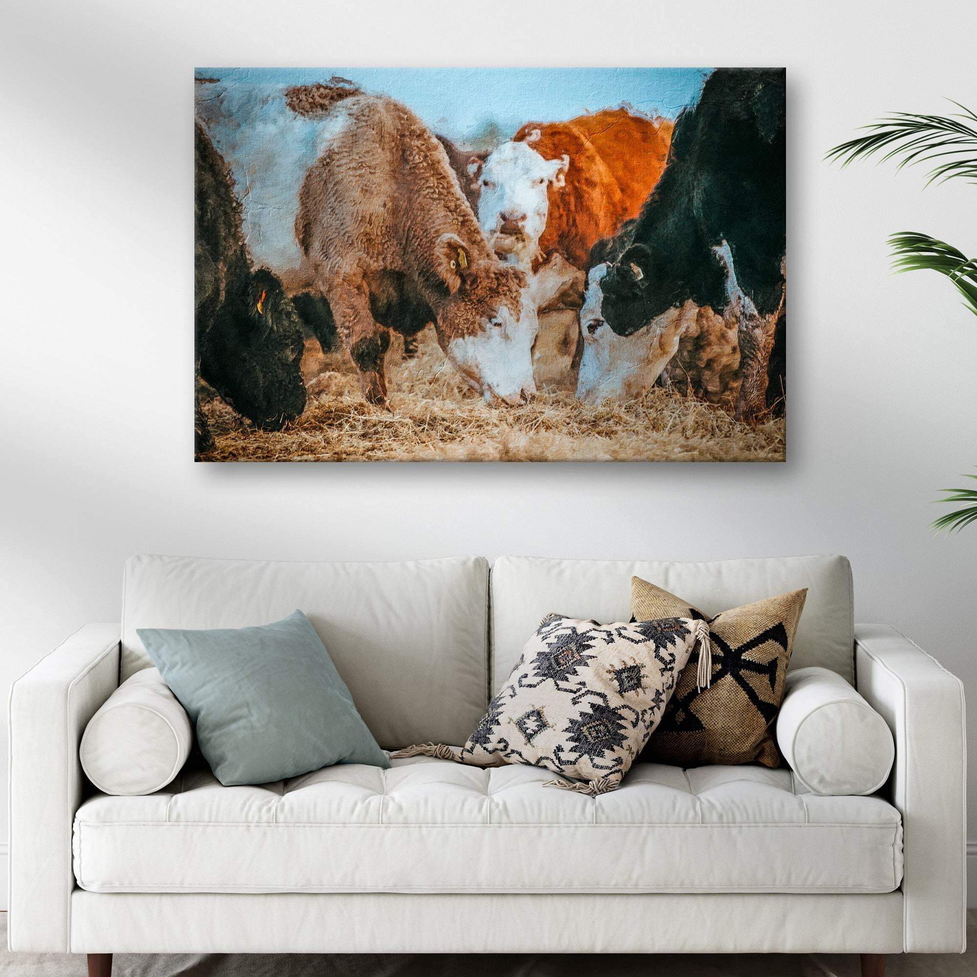 Family Of Hereford Cattle Canvas Wall Art - Tailored Canvases - Flyclothing LLC