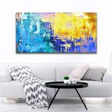 Blue Gold Abstract Painting Canvas Wall Art - Tailored Canvases - Flyclothing LLC