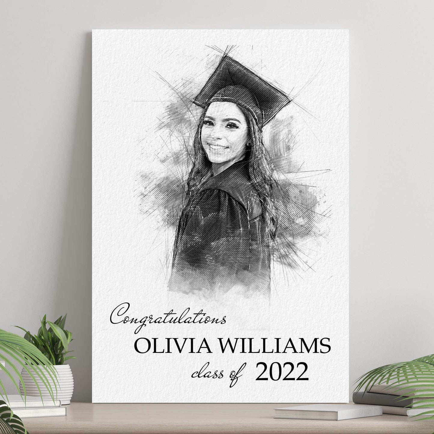 Graduation Photo Pencil Sketch Portrait Sign - Tailored Canvases - Flyclothing LLC