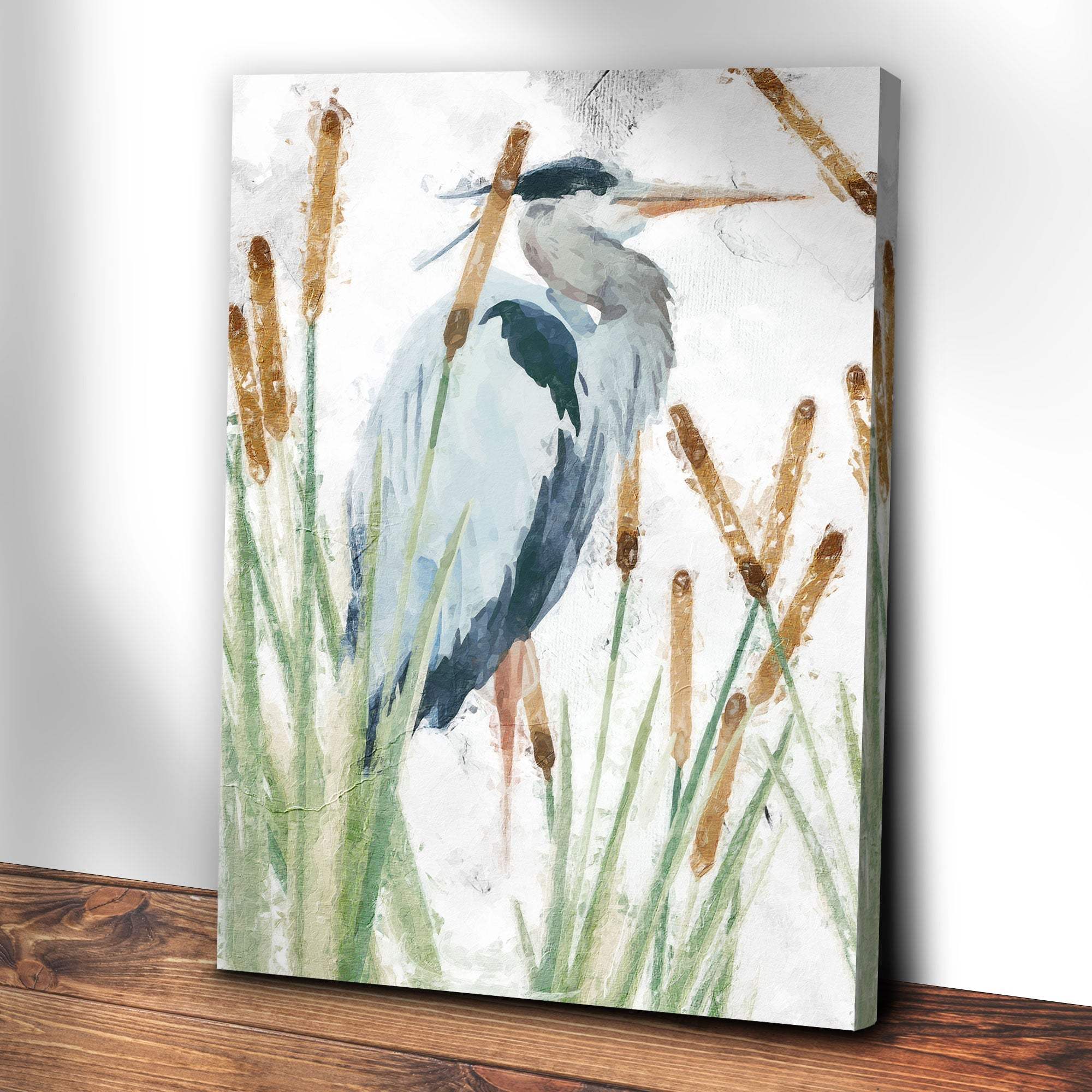Heron In The Reeds Canvas Wall Art II - Tailored Canvases - Flyclothing LLC