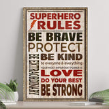 Your Most Important Power Is Love Superhero Rules Sign - Tailored Canvases - Flyclothing LLC