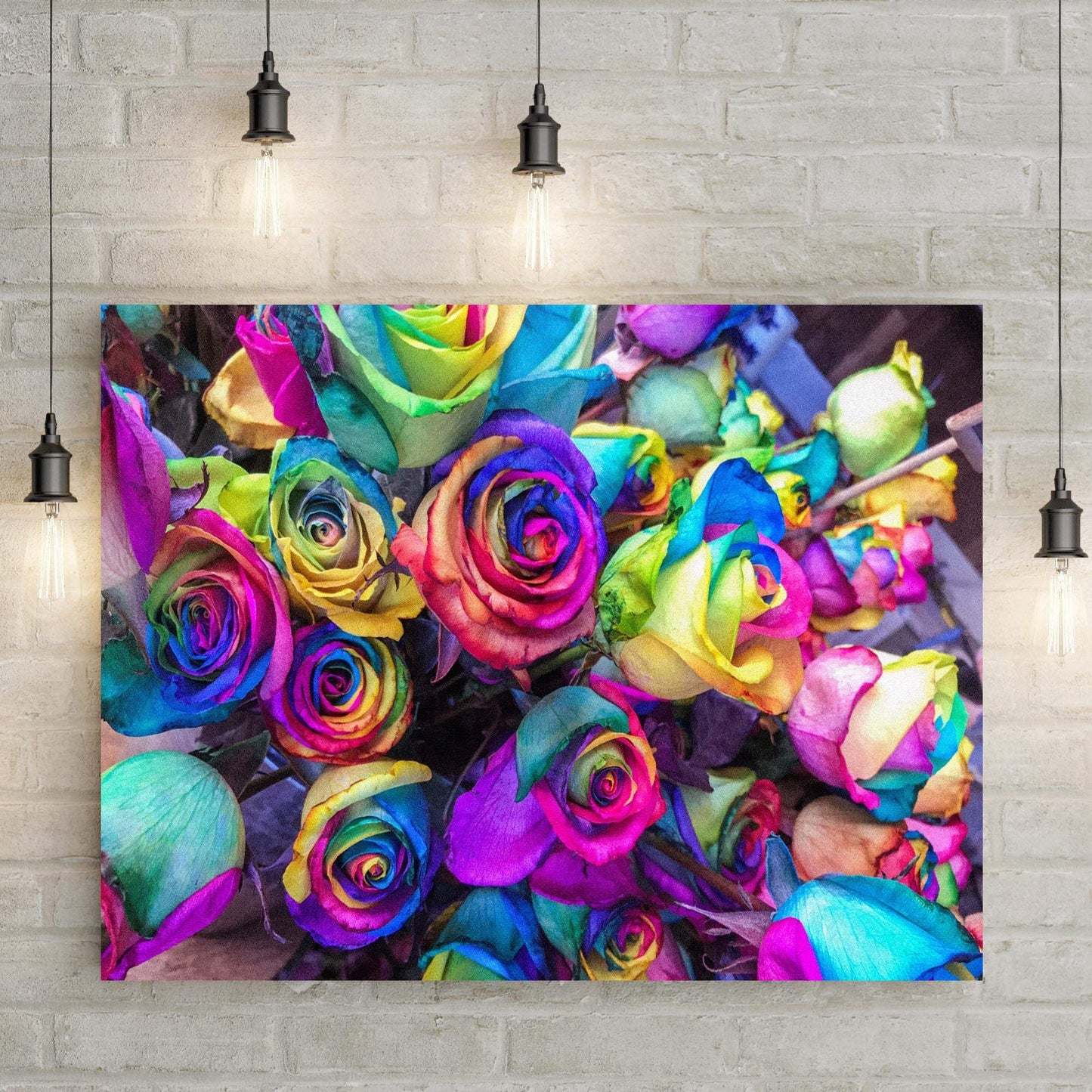 Rainbow Roses Canvas Wall Art - Tailored Canvases - Flyclothing LLC