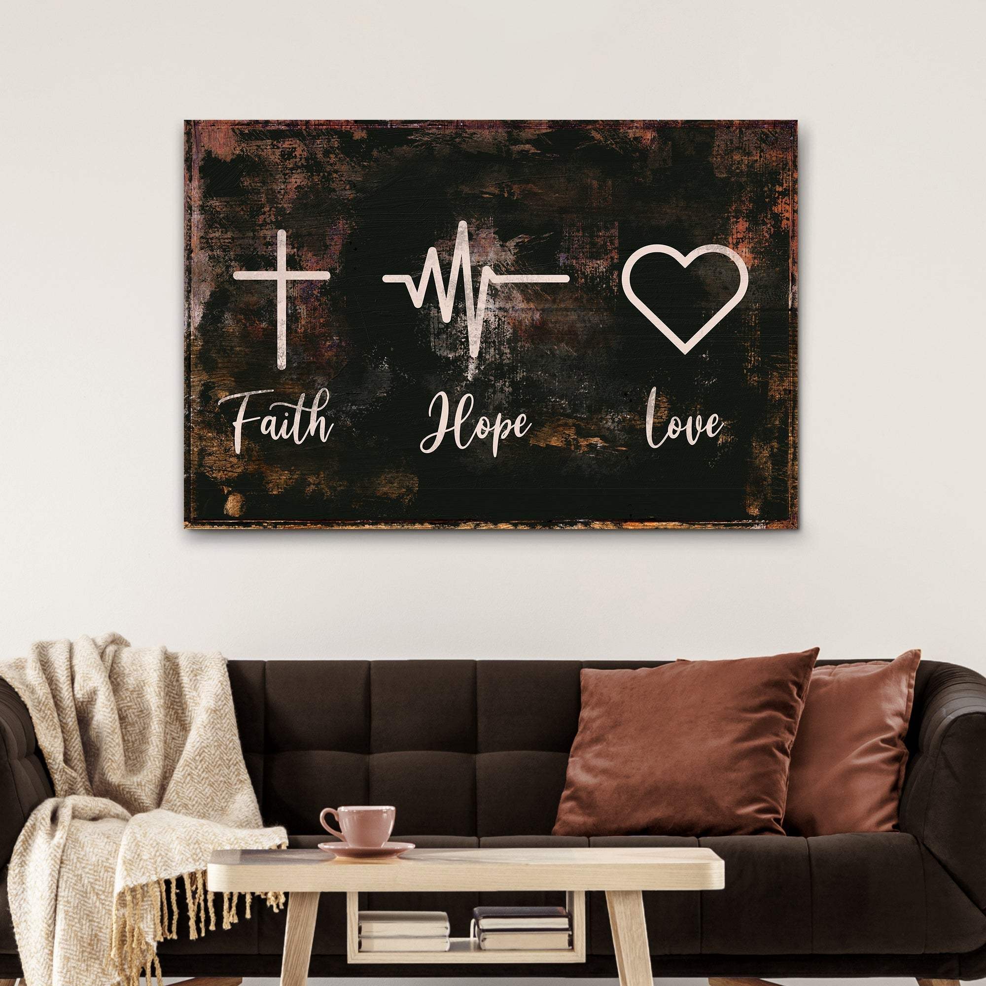 Rustic 'Faith, Hope, Love' Sign - Christian Art and Biblical Decor for home - Tailored Canvases - Flyclothing LLC