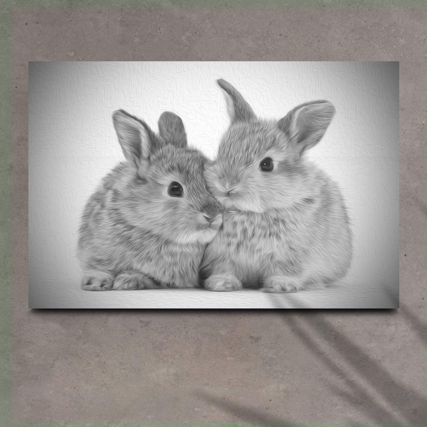 Gray Rabbits Sketch Canvas Wall Art - Tailored Canvases - Flyclothing LLC