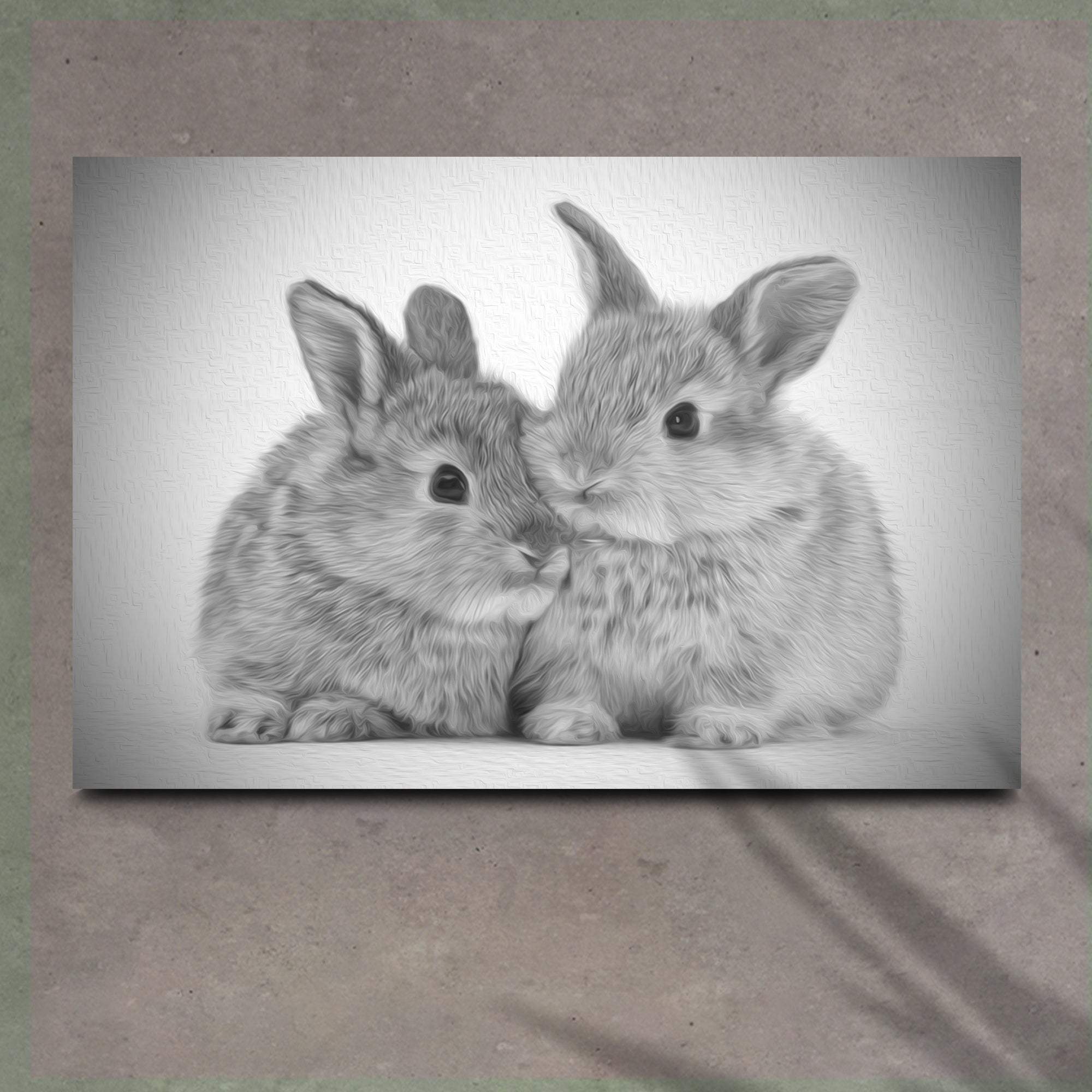 Gray Rabbits Sketch Canvas Wall Art - Tailored Canvases - Flyclothing LLC