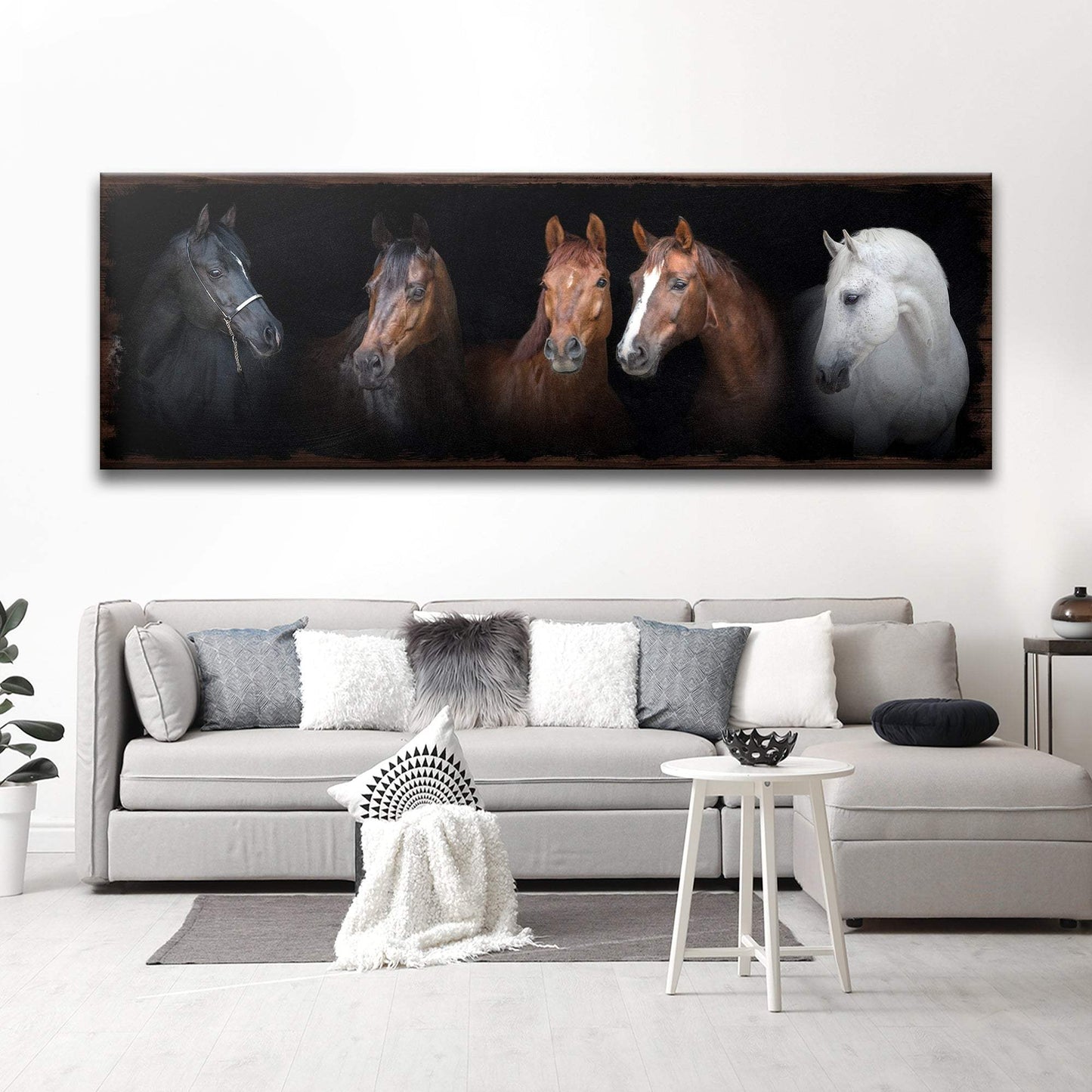 A Family Of Horses Canvas Wall Art - Tailored Canvases - Flyclothing LLC