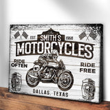 Motorcycle Ride Often Ride Free Sign - Tailored Canvases - Flyclothing LLC