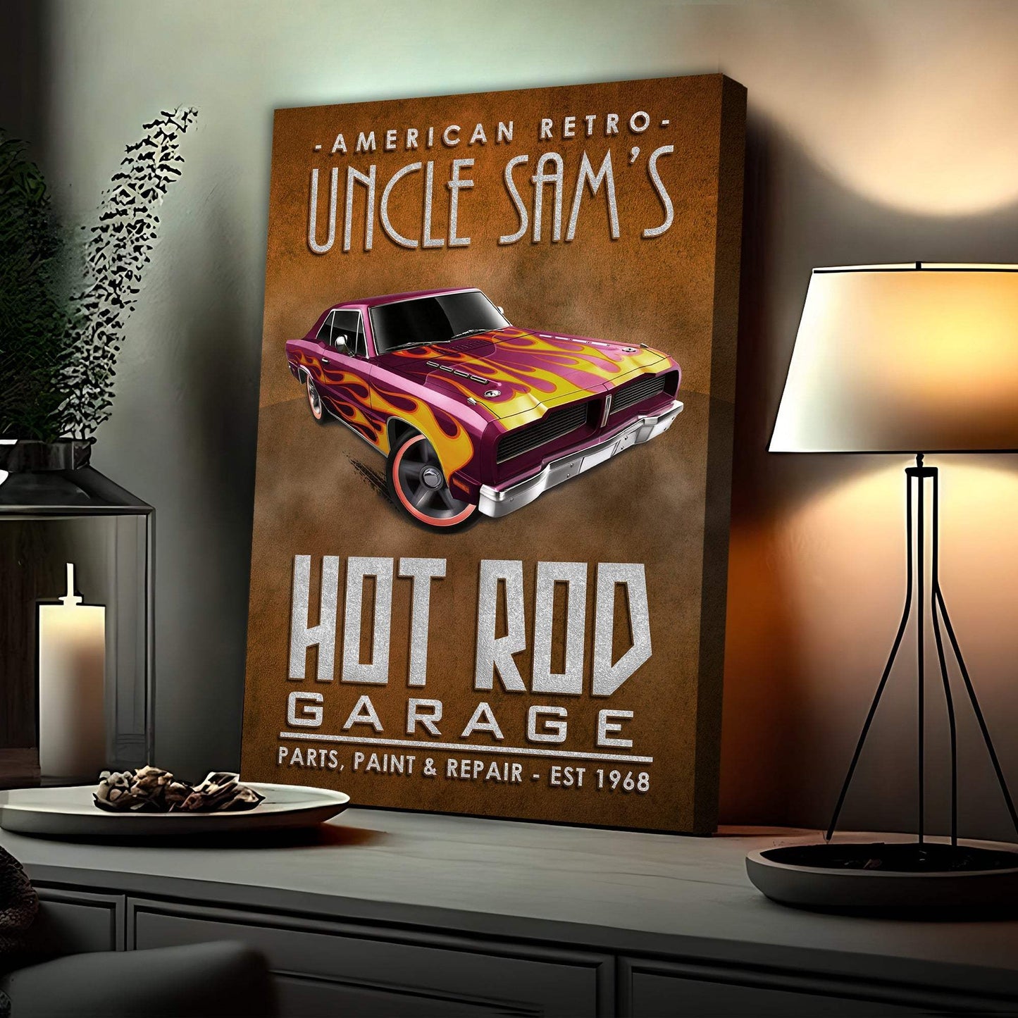 American Retro Garage Hot Rod Sign - Tailored Canvases - Flyclothing LLC