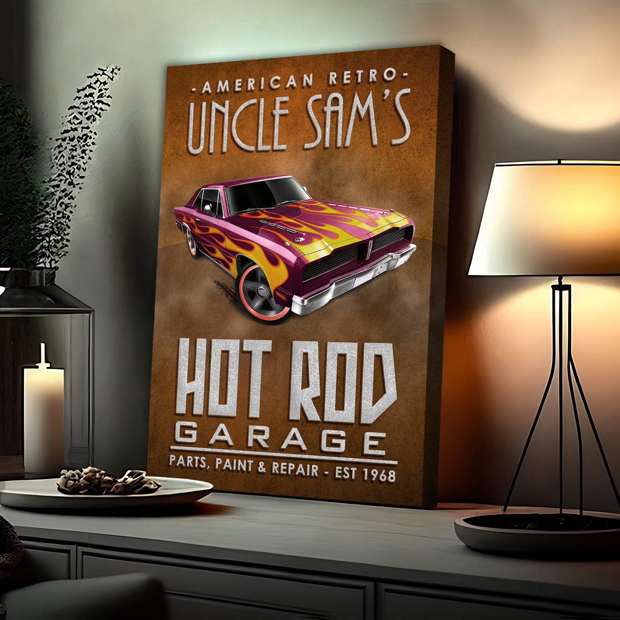 American Retro Garage Hot Rod Sign - Tailored Canvases - Flyclothing LLC