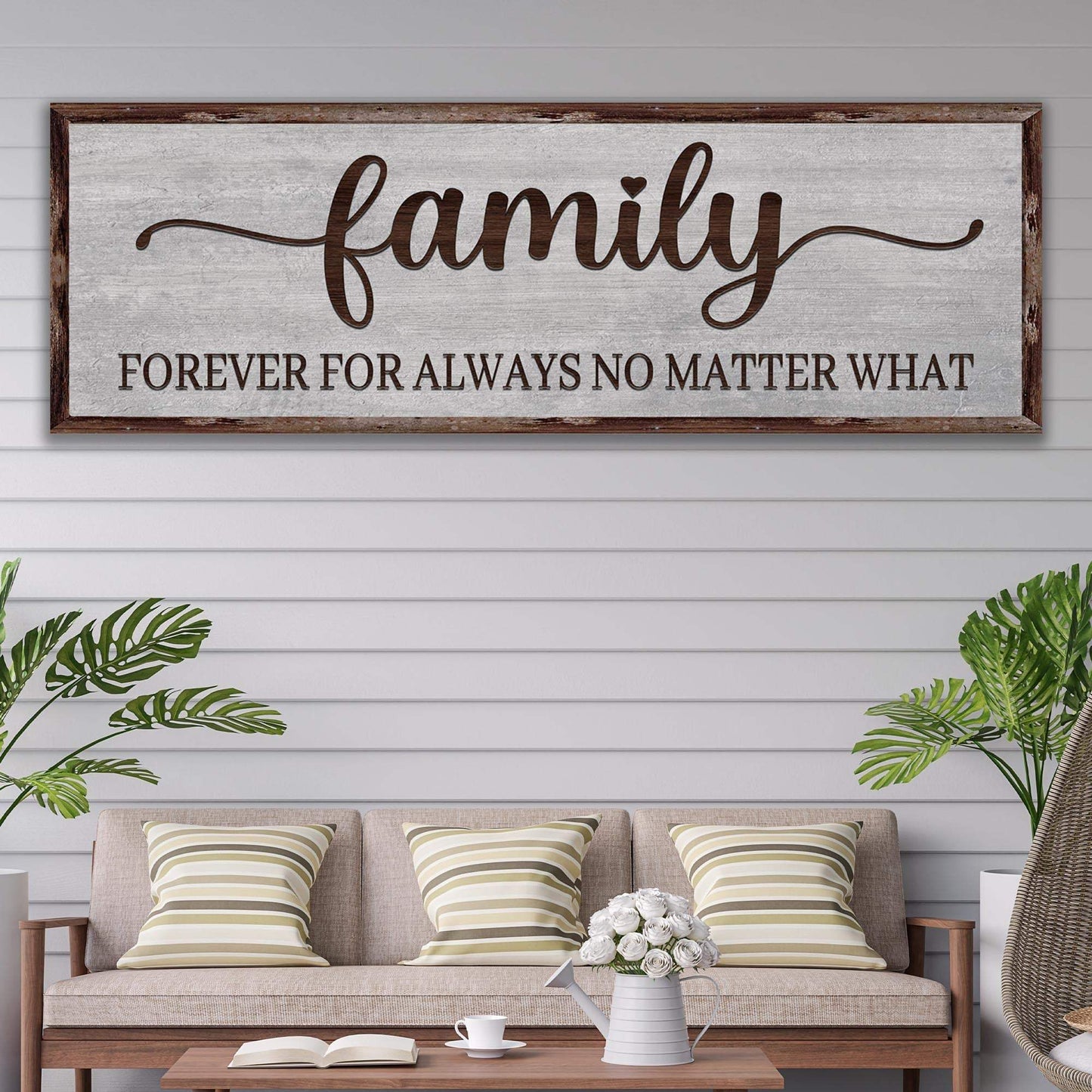 Family Forever For Always No Matter What Sign - Tailored Canvases - Flyclothing LLC