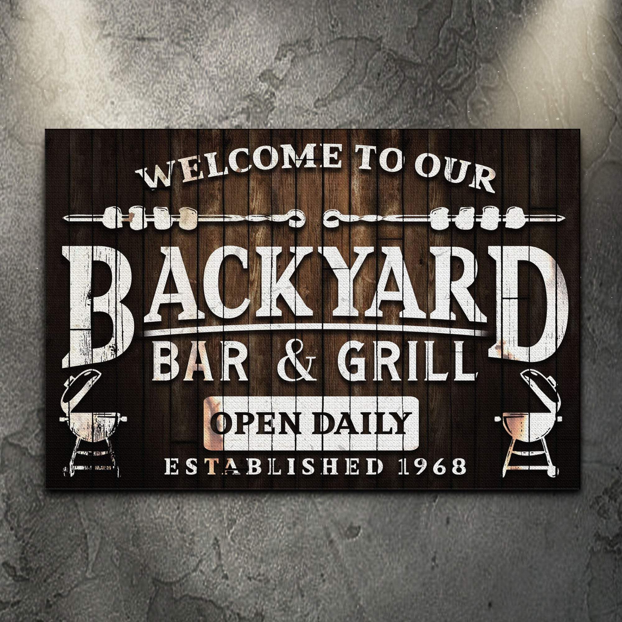 Welcome To Our Backyard Bar And Grill Sign - Tailored Canvases - Flyclothing LLC
