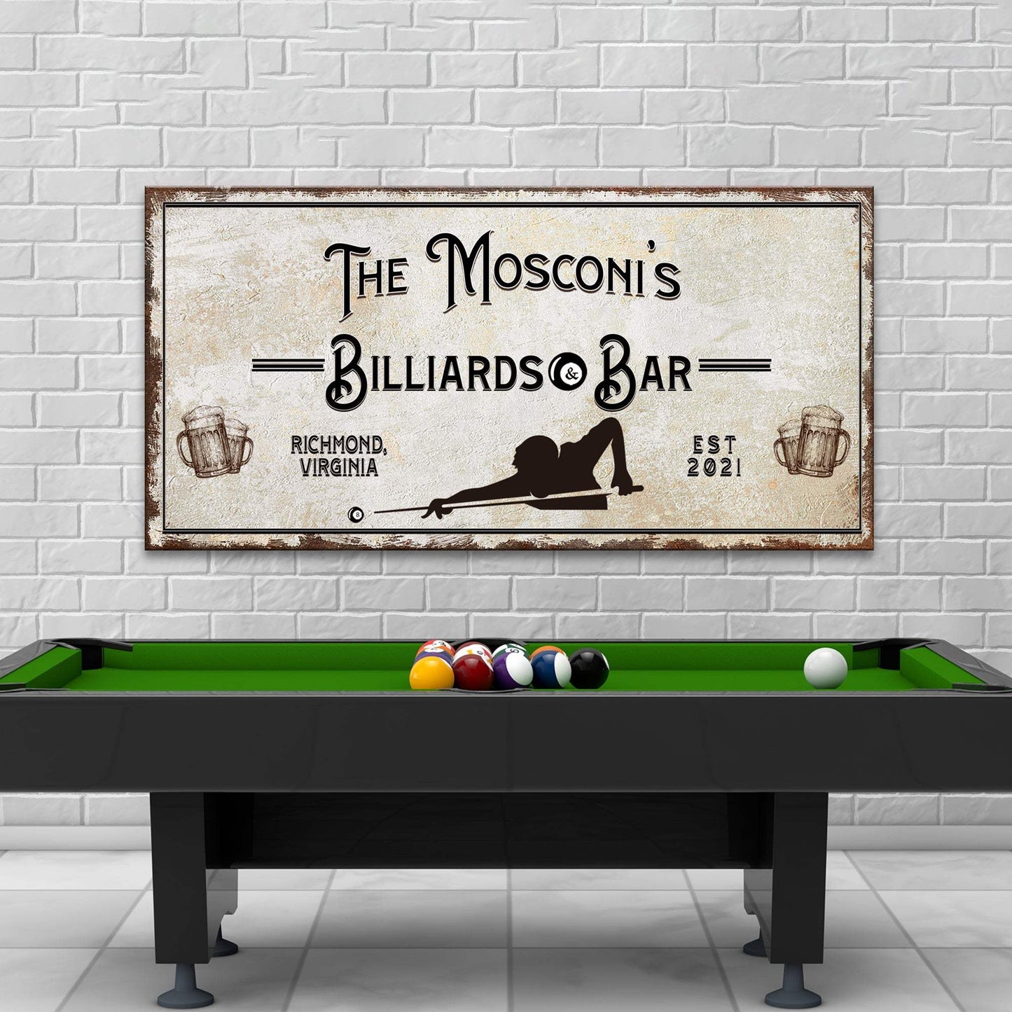 Billiards And Bar Sign II - Tailored Canvases - Flyclothing LLC