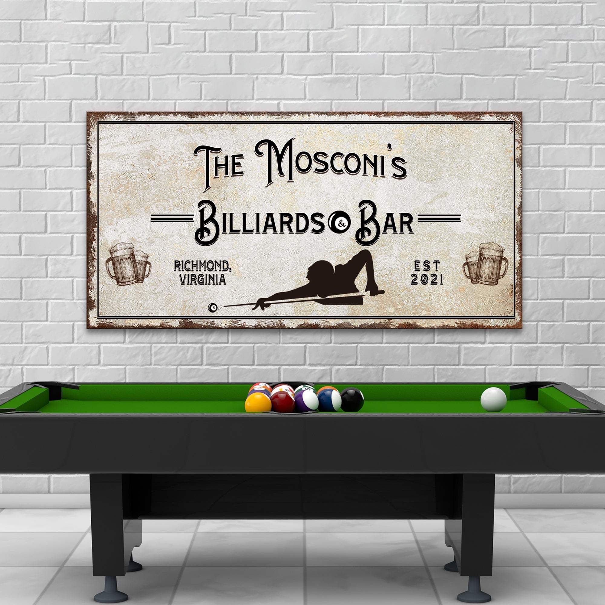 Billiards And Bar Sign II - Tailored Canvases - Flyclothing LLC