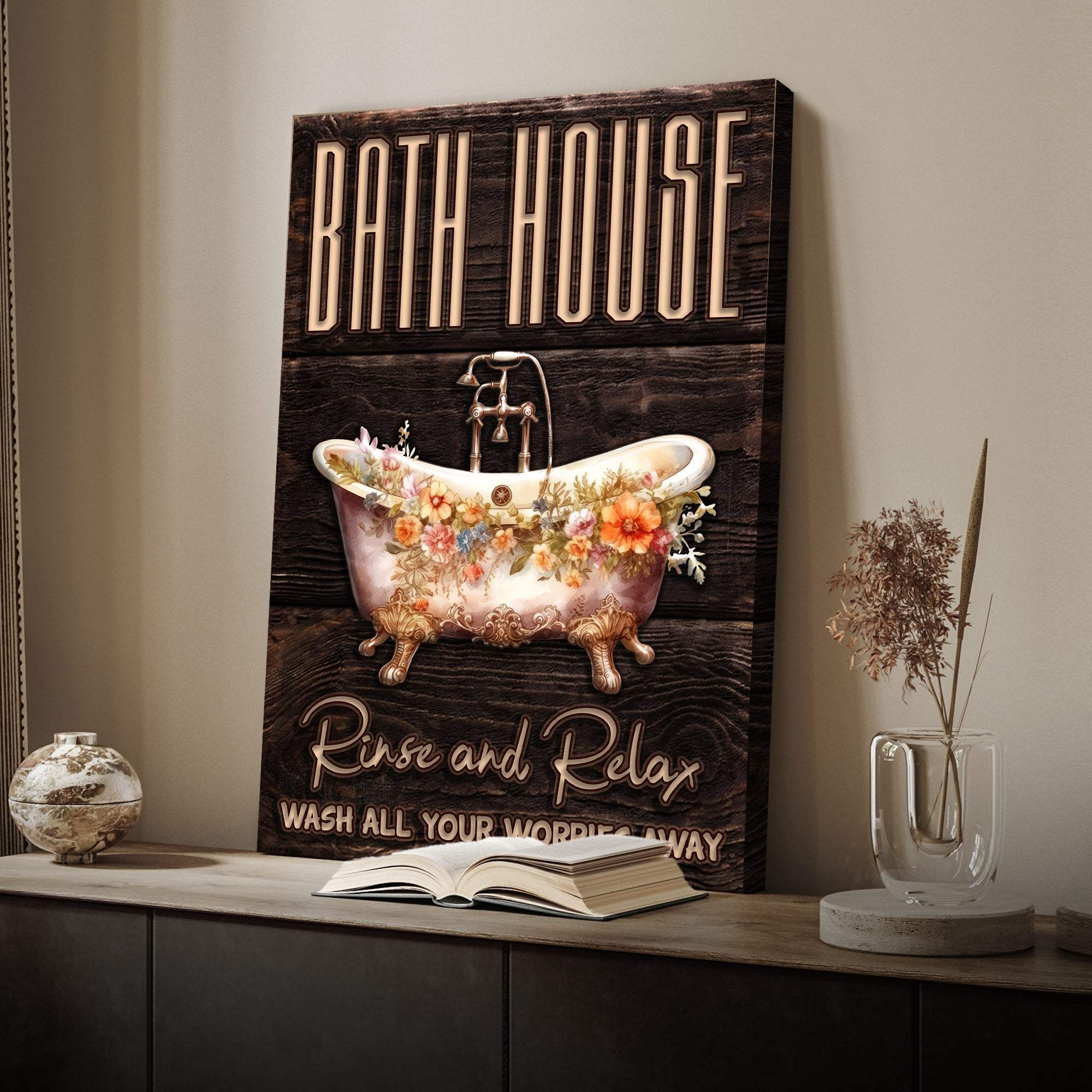 Rinse And Relax Bath House Sign - Tailored Canvases - Flyclothing LLC