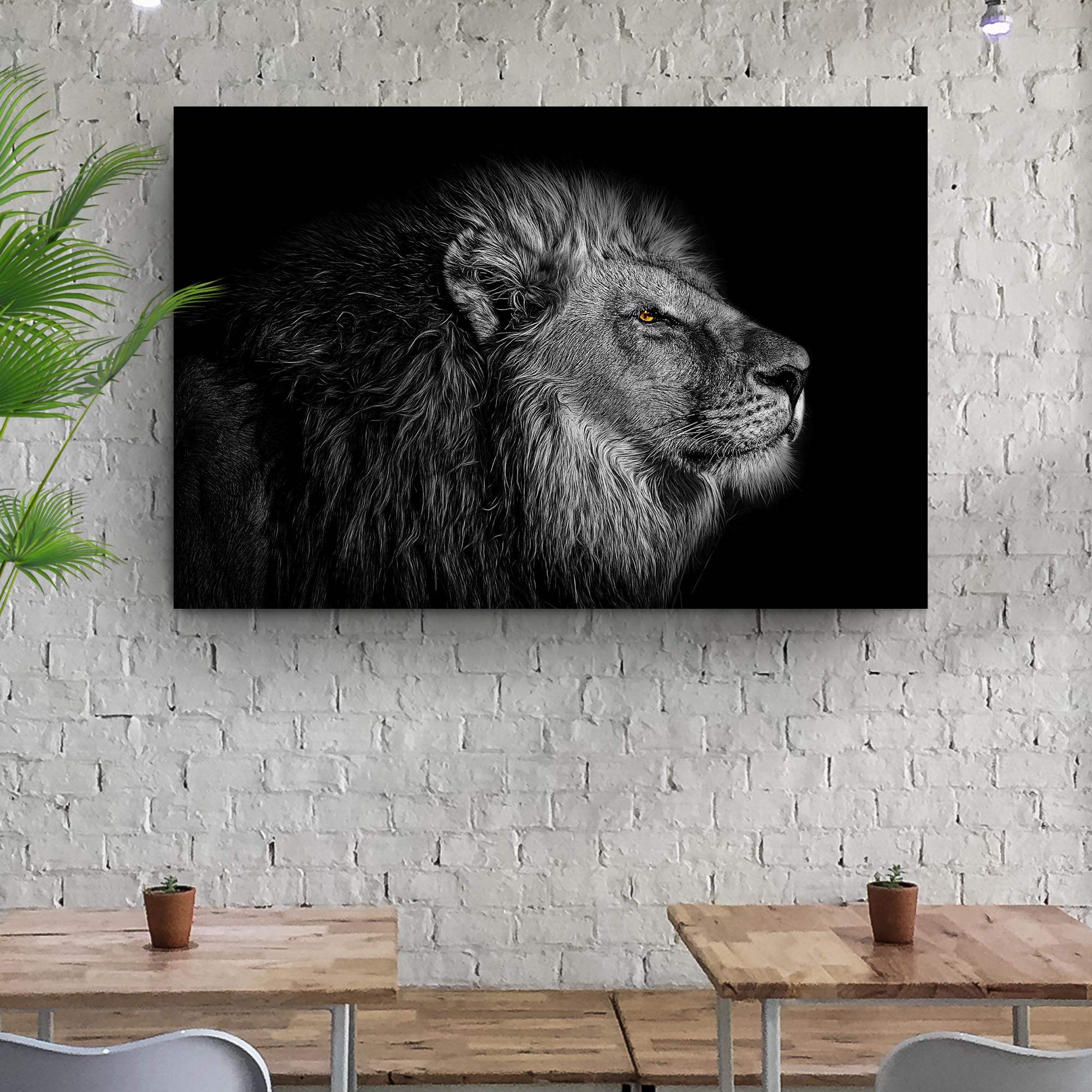 Black And White Lion Head Canvas Wall Art - Tailored Canvases - Flyclothing LLC