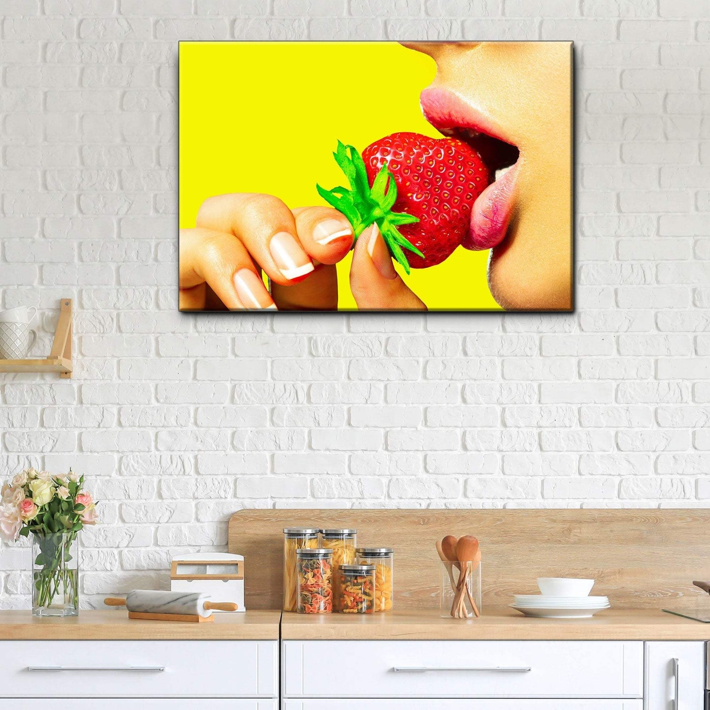 Fruits Strawberry Lips Canvas Wall Art - Tailored Canvases - Flyclothing LLC