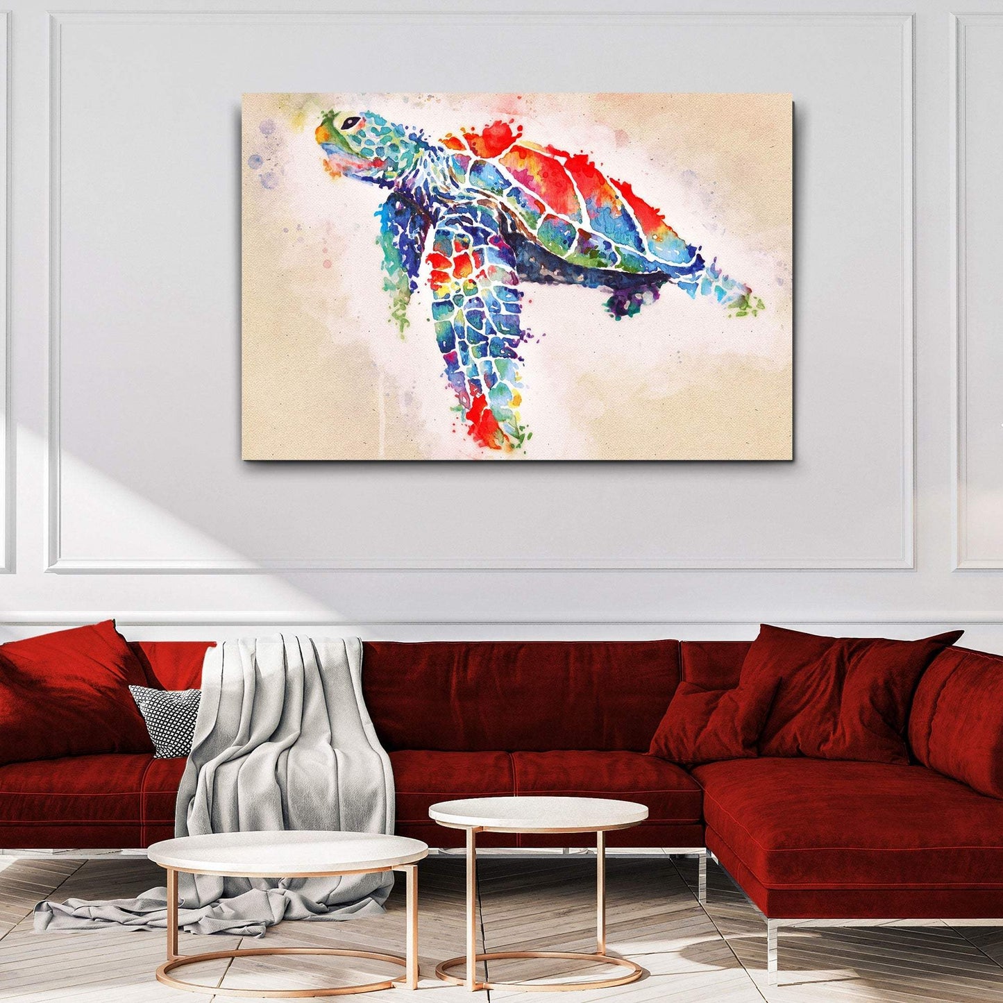 Coral Reef Sea Turtle Watercolor Canvas Wall Art - Tailored Canvases - Flyclothing LLC