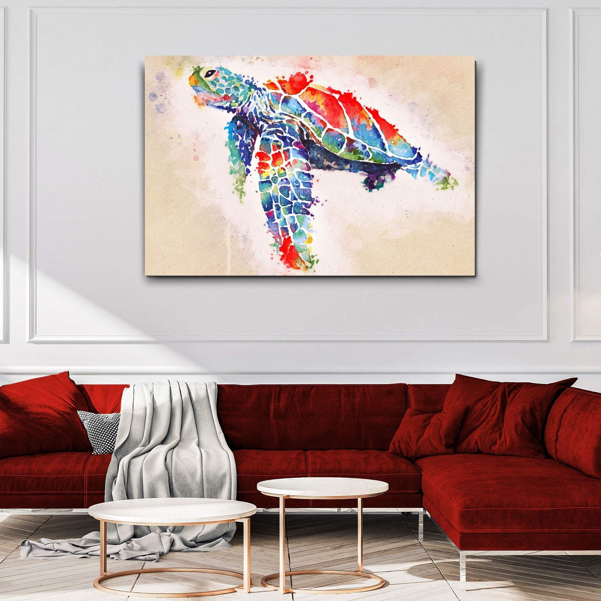 Coral Reef Sea Turtle Watercolor Canvas Wall Art - Tailored Canvases - Flyclothing LLC
