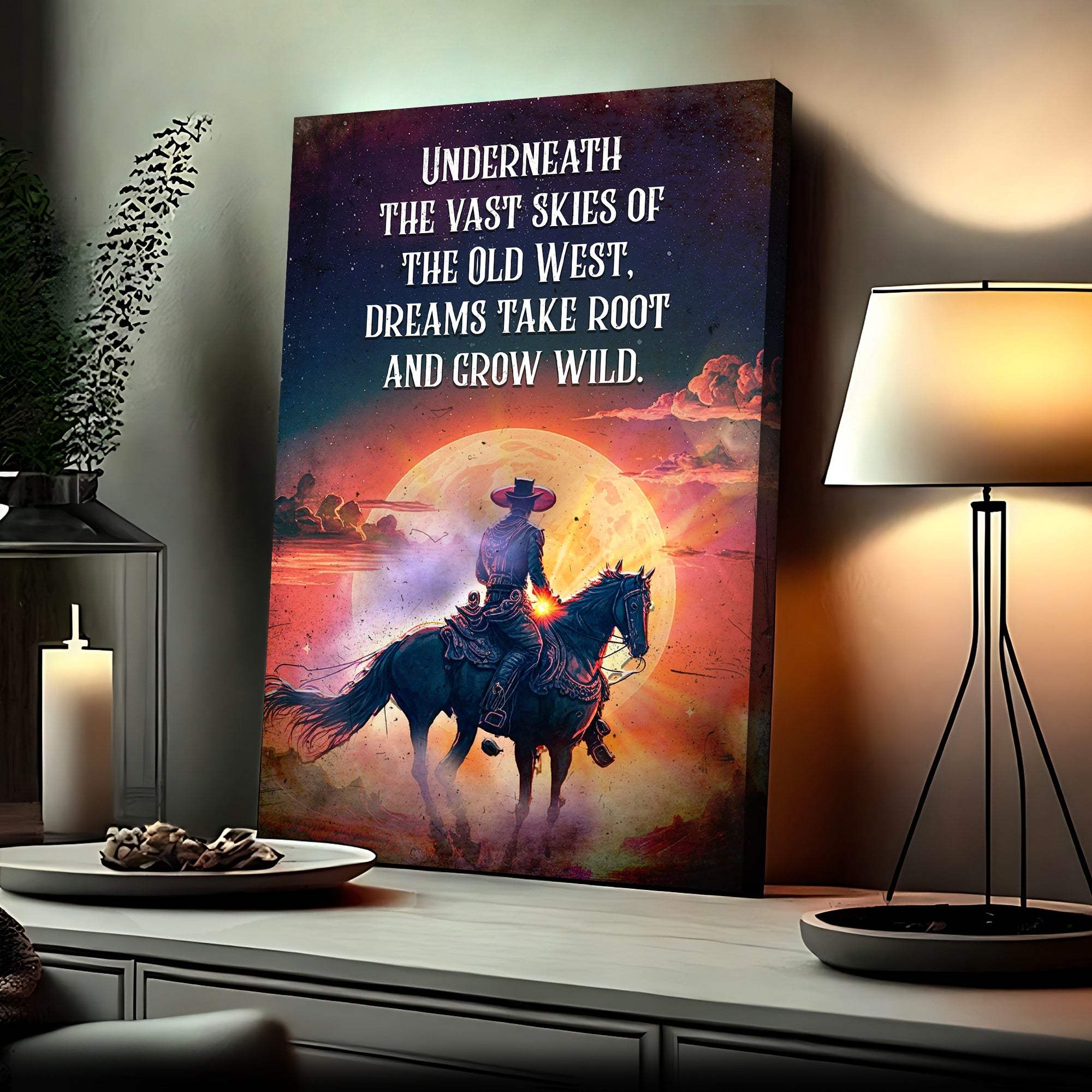 Underneath The Vast Skies Of The Old West Sign - Tailored Canvases - Flyclothing LLC